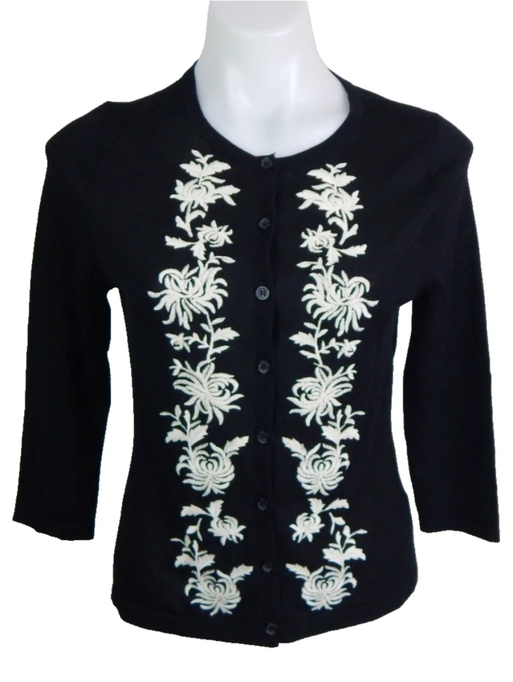 Garnet Hill Eco Merino Embroidered Cardigan